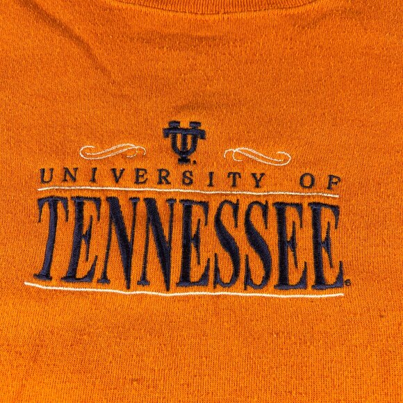 VTG 90s Tennessee Volunteers Sweatshirt Large Orange Faded Embroidered Crewneck - Picture 5 of 16